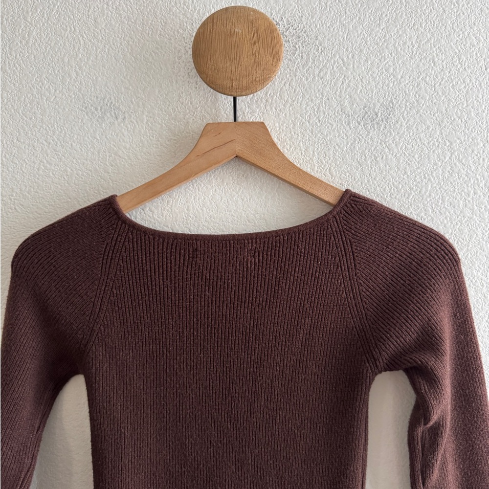 Oak + Fort Brown Knit Ribbed Sweater Dress - Picture 4 of 9